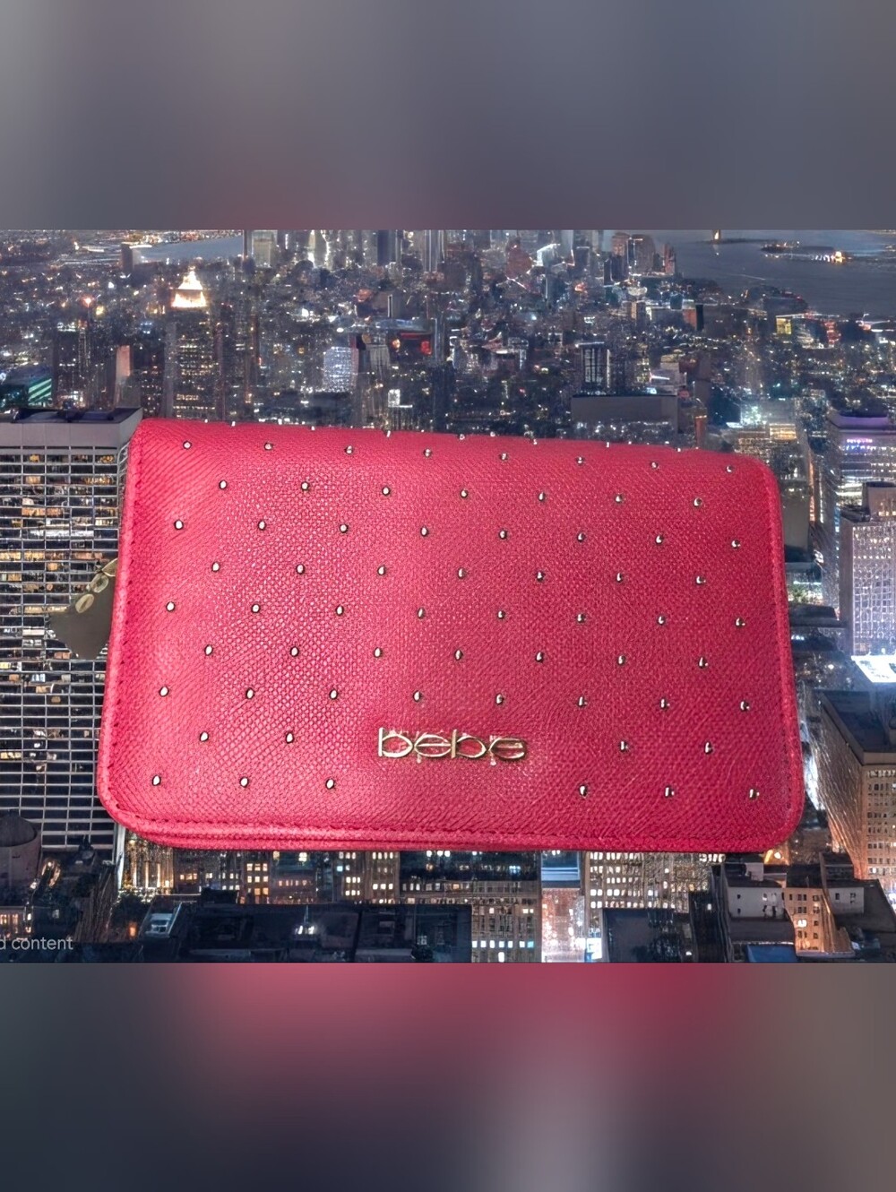 bebe Fuchsia Studded Zip-Around Phone Wallet